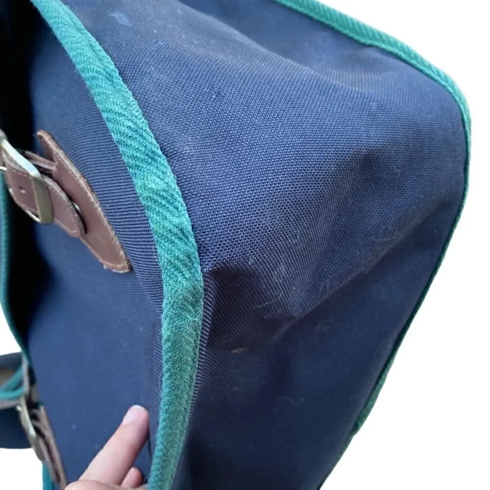 Vintage Lands’ End Messenger Bag Navy Green